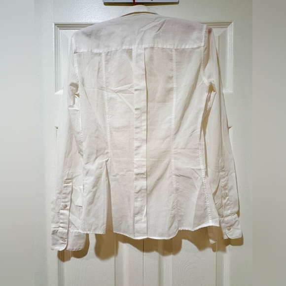Dolce & Gabbana White Ruffle Button-Down Blouse no size tag.  See measurements - Picture 2 of 16